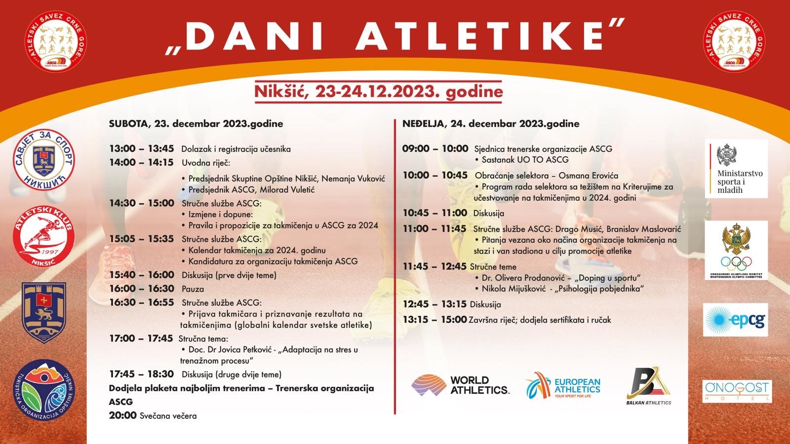 Dani atletike za vikend u Nikšiću MINA