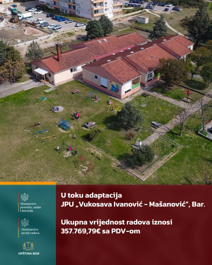 U toku adaptacija vrtića Vukosava Ivanović-Mašanović u Baru