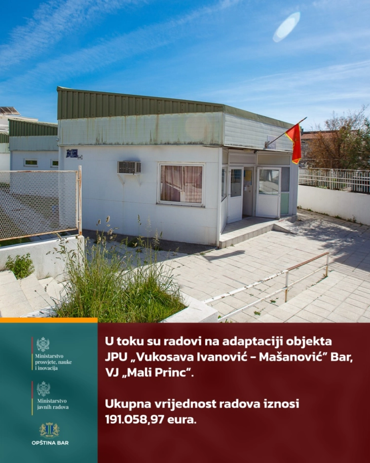 Za adaptaciju vrtića Mali princ u Baru skoro 200 hiljada EUR