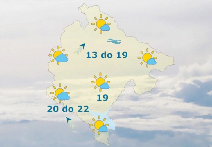 Sjutra pretežno sunčano, temperatura do 22 stepena
