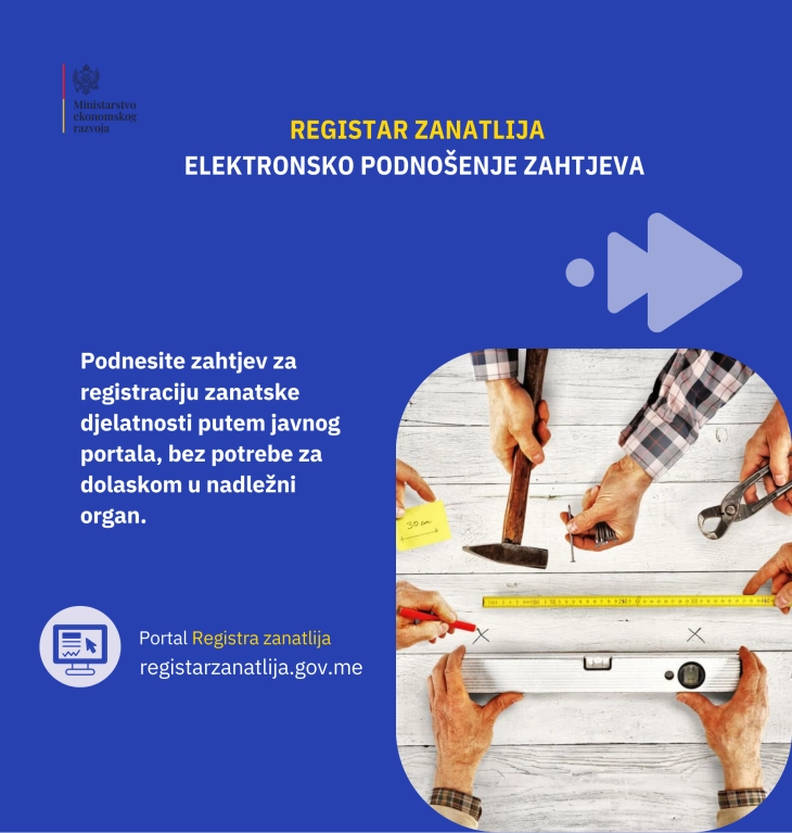 Registar zanatlija počinje da radi u nedjelju
