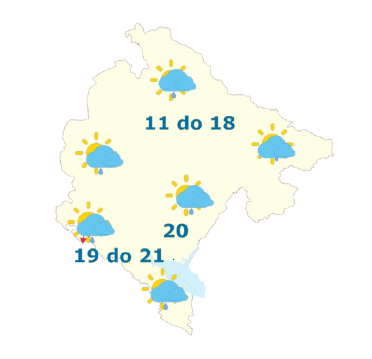 Sjutra oblačno, mjestimično kiša