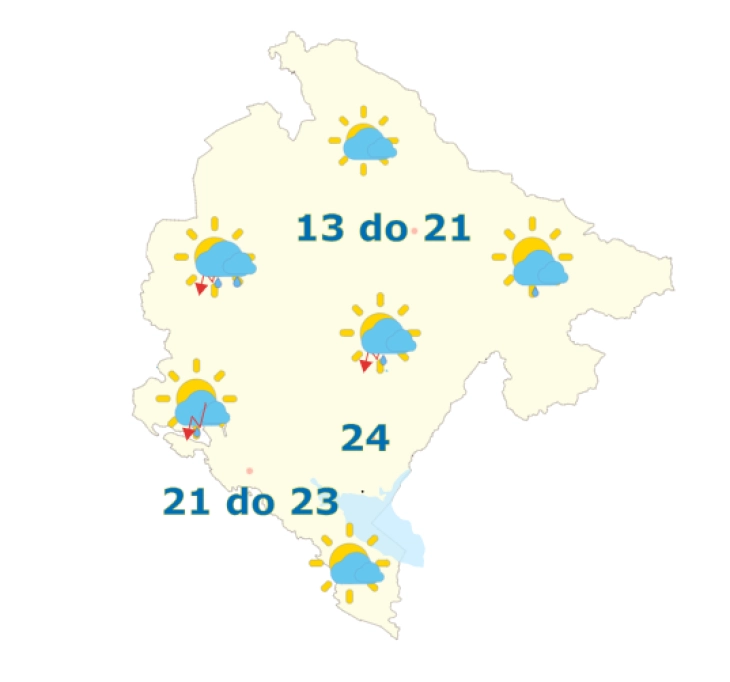 Danas promjenljivo oblačno, mjestimično kiša i kratkotrajni pljuskovi