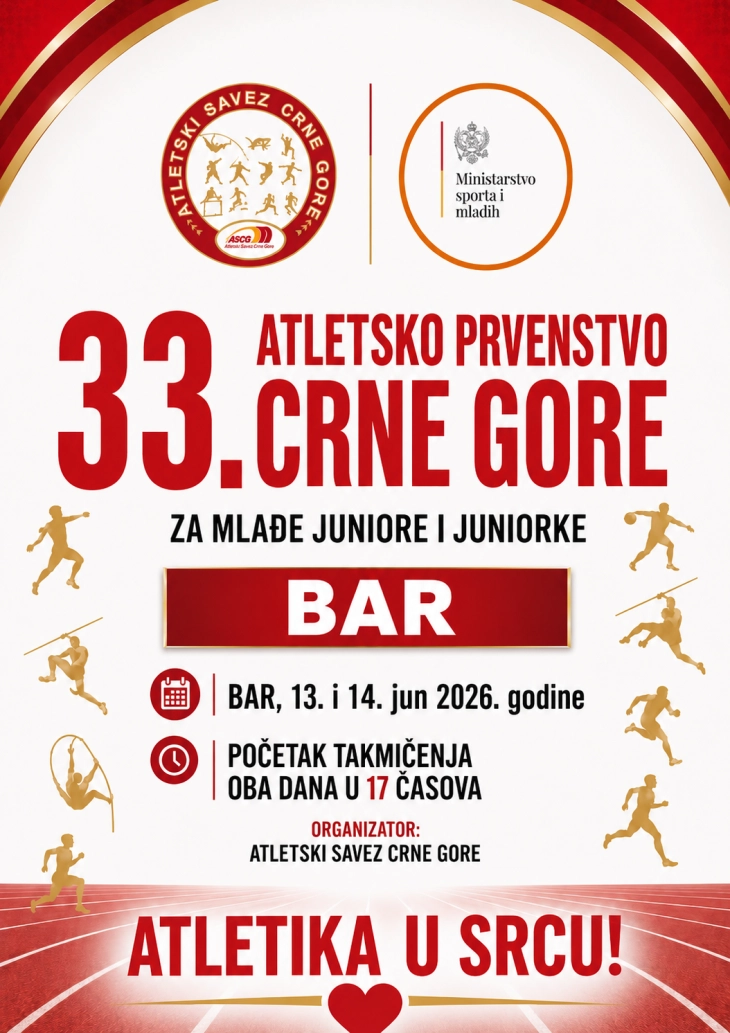 Ekipno atletsko prvenstvo za vikend u Baru