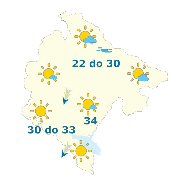 vremenska prognoza, 8. jul 2023. godine